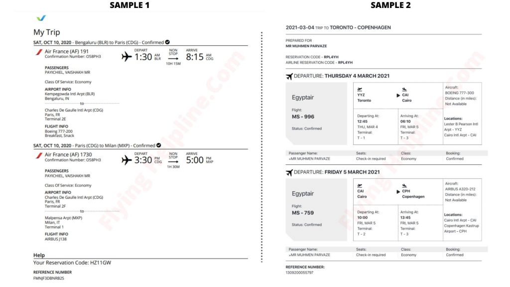 Dummy ticket For Visa Application Sample (1)